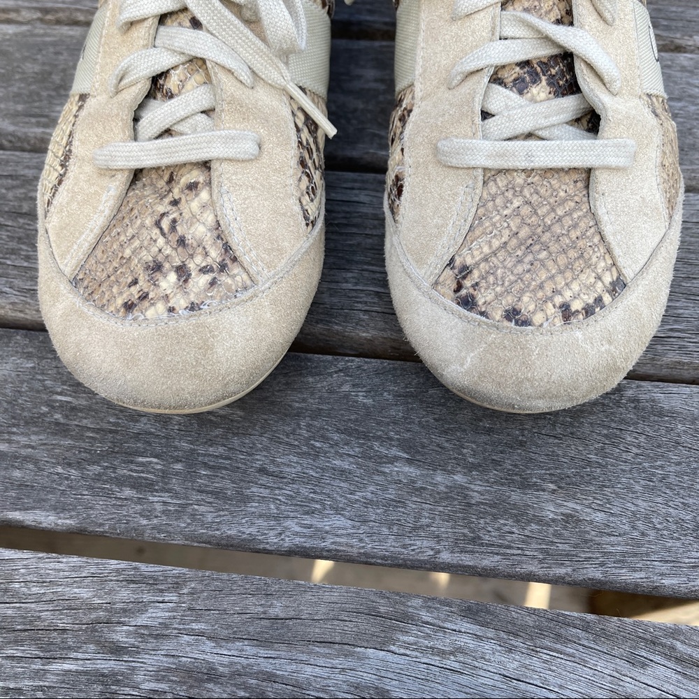 Coach Reina Snakeskin Sneakers Leather And Suede Lace Up Tan Brown Size 8 - Picture 5 of 11